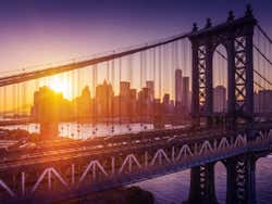 Tramonto sul ponte di Brooklyn